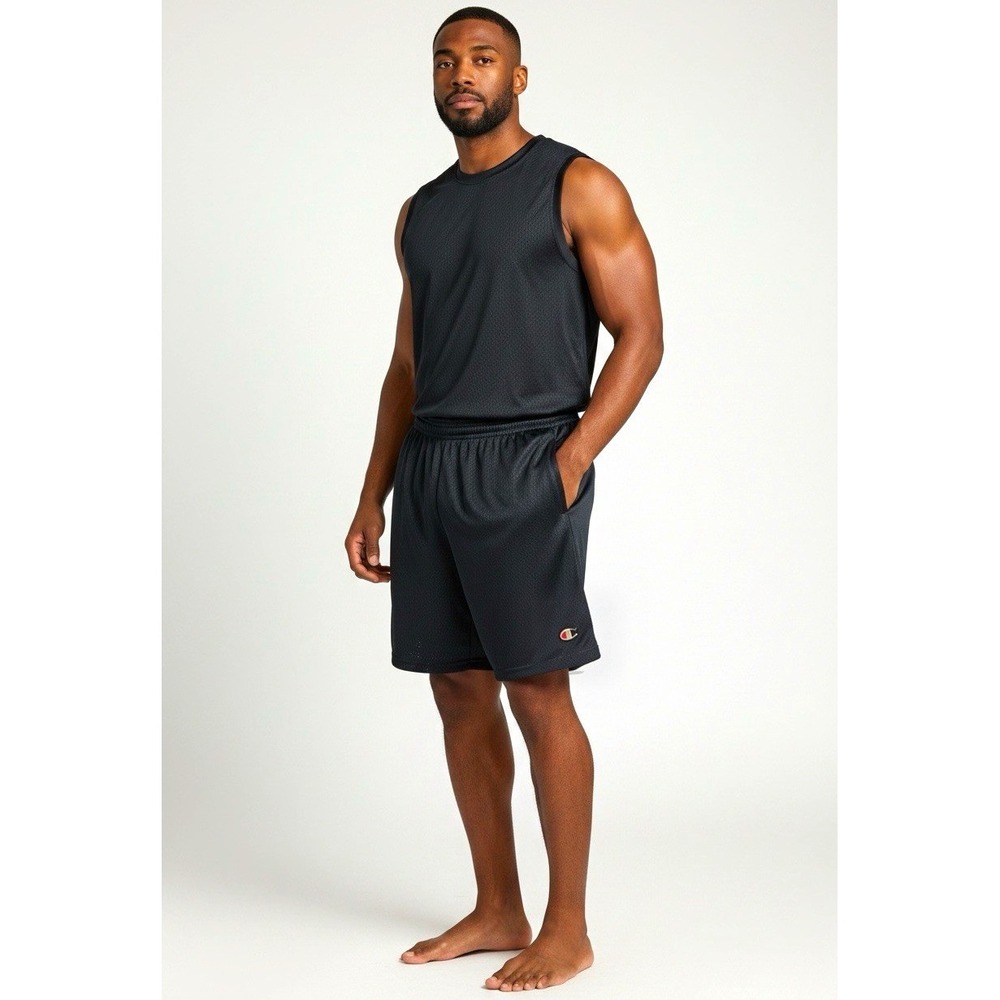 Champion Men's Black Mesh Athletic Shorts Size S Drawstring Elastic Waist